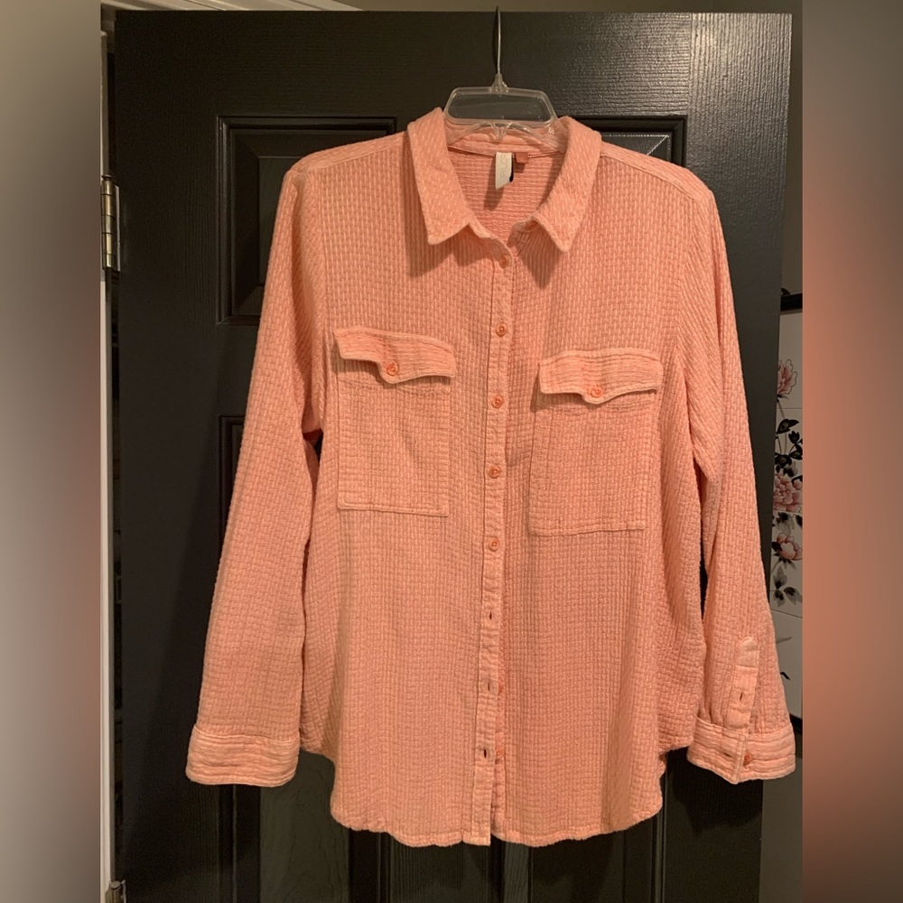 Anthropologie Pilcro Orange Button Down Top, Size Large